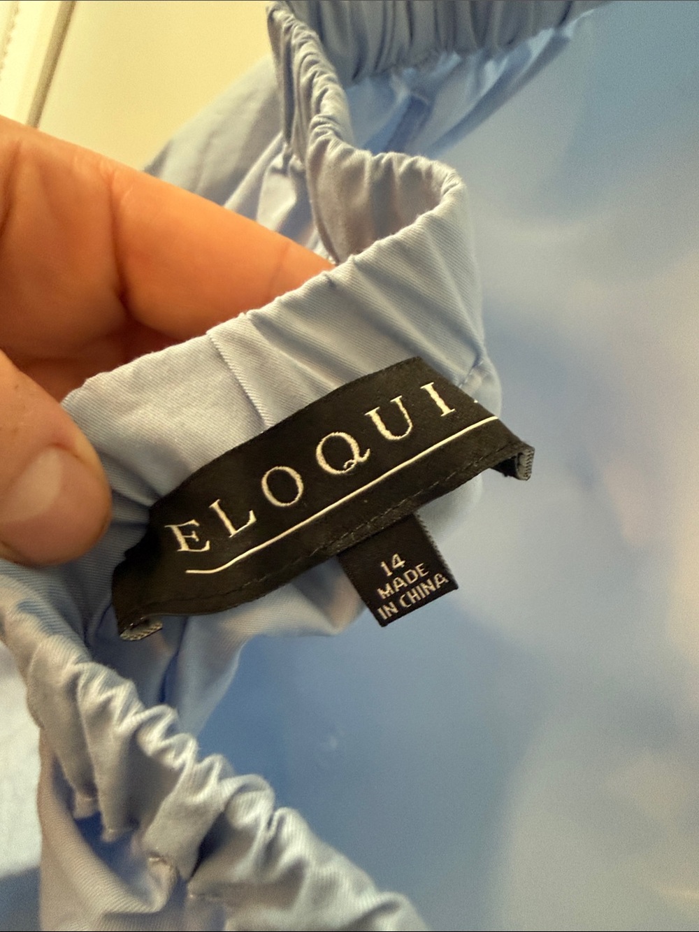 Eloquill Powder Blue Puff-Sleeve Midi Dress with Tie Waist - Picture 3 of 3